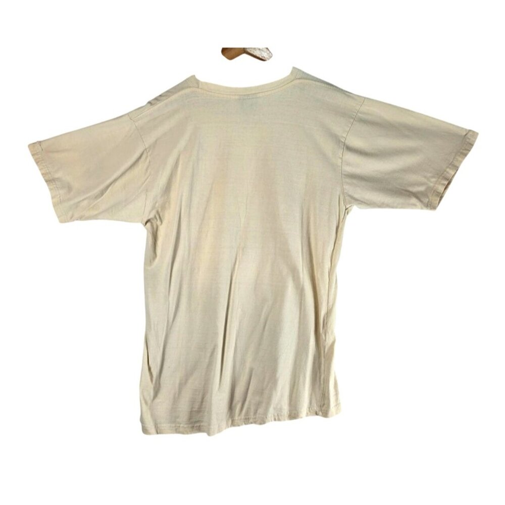 Red Stripe T-Shirt Beige XL Jamaica -Respect Mon- Vaca Casual Vtg Short Sleeve - Picture 6 of 15